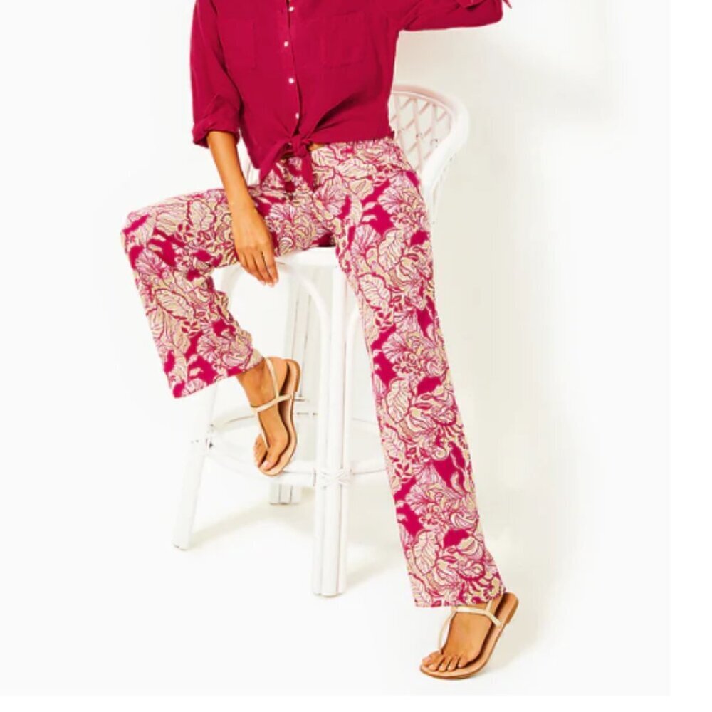 NWOT Lilly Pulitzer Bal Harbour Palazzo Pants Poinsettia Red Island Vibes Small